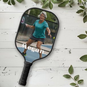 Palas De Pickleball Monograma de fotografía y nombre del personalizado