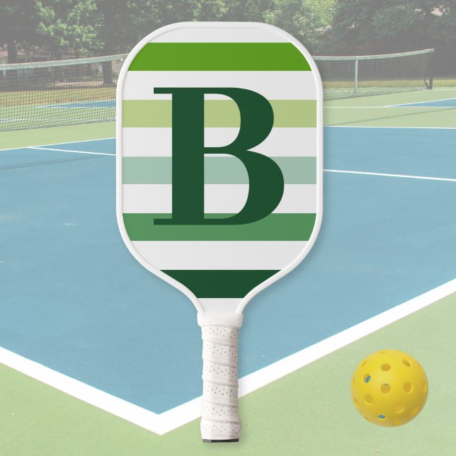 Palas De Pickleball Monograma de franjas verdes de moda (Subido por el creador)