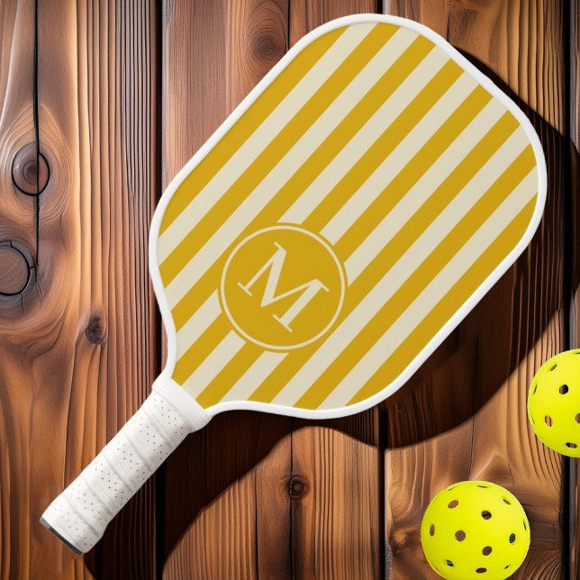 Palas De Pickleball Monograma de girasol cálido con franjas de polo de (Subido por el creador)