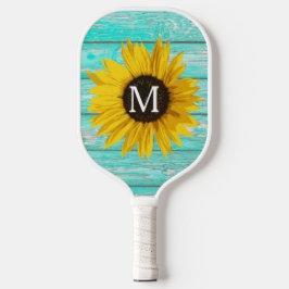 Palas De Pickleball Monograma de girasol Personalizable ruso