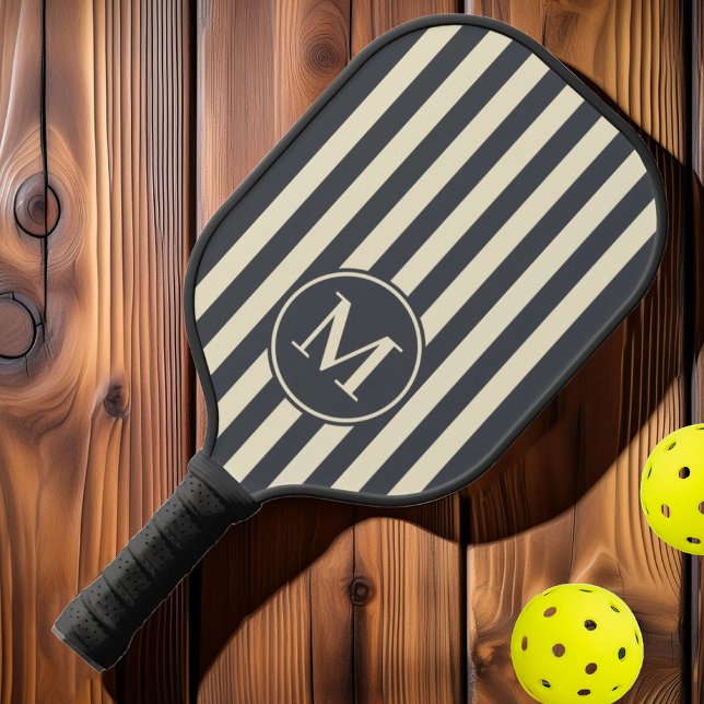 Palas De Pickleball Monograma de Gris Mediterráneo de franja de mediad (Subido por el creador)