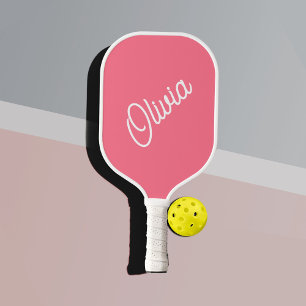 Palas De Pickleball Monograma de guiones, rosa brillante
