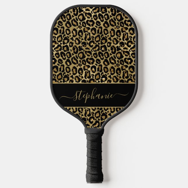 Palas De Pickleball Monograma de impresión de animales Leopardo Purpur (Anverso)