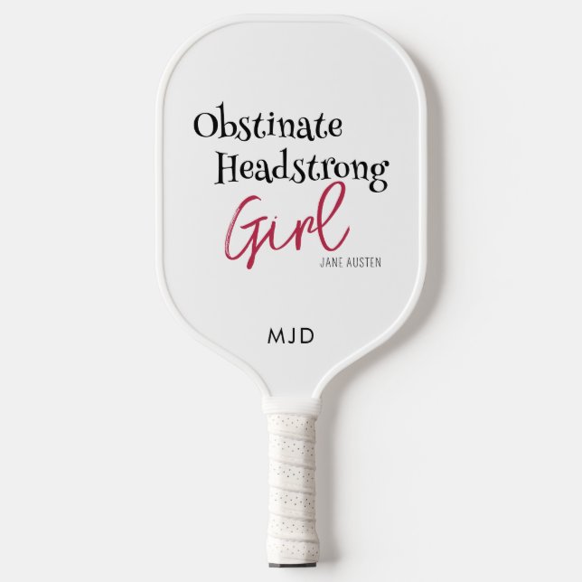 Palas De Pickleball Monograma de Jane Austen Obstinate Headstrong Chic (Anverso)