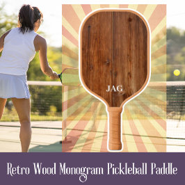 Palas De Pickleball Monograma de madera retro