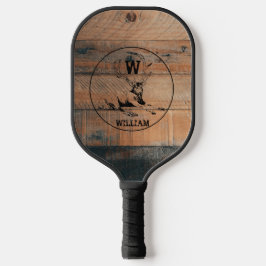 Palas De Pickleball Monograma de madera rústica personalizado