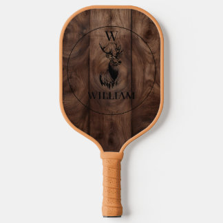 Palas De Pickleball Monograma de madera rústica personalizado