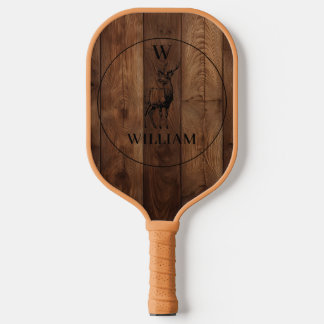 Palas De Pickleball Monograma de madera rústica personalizado