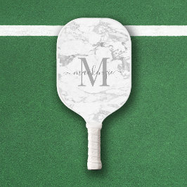 Palas De Pickleball Monograma de mármol de Relieve metalizado plateado