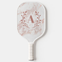 Palas De Pickleball Monograma de mármol rosa Chicas Personalizados ini