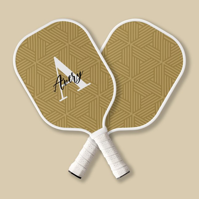 Palas De Pickleball Monograma de moda con superposición de nombres de  (Subido por el creador)