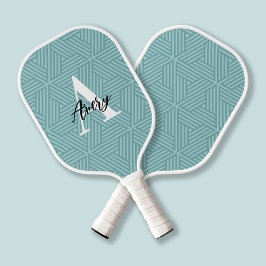 Palas De Pickleball Monograma de moda con superposición de nombres de