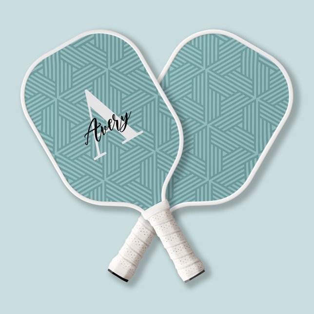 Palas De Pickleball Monograma de moda con superposición de nombres de  (Subido por el creador)