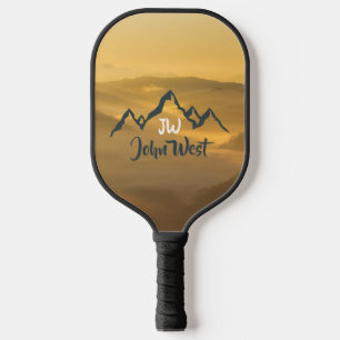 Palas De Pickleball Monograma de montañas personalizables de amanecer