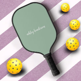 Palas De Pickleball Monograma de nombre completo verde de preppy lindo