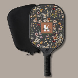 Palas De Pickleball Monograma de nombre floral moderno