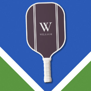 Palas De Pickleball Monograma de nombre inicial morado moderno