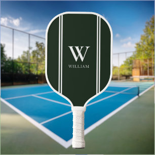 Palas De Pickleball Monograma de nombre inicial verde moderno