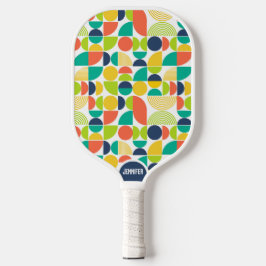 Palas De Pickleball Monograma de nombres personalizados retro modernos