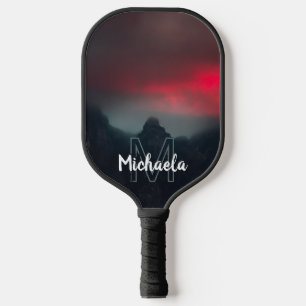 Palas De Pickleball Monograma de nubes, niebla y montañas quemadas