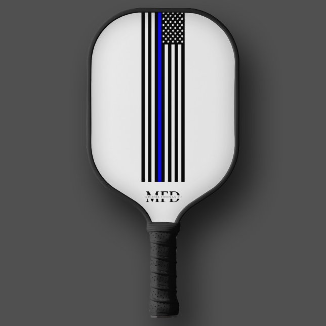 Palas De Pickleball Monograma de oficial de policía de la policía de l (Modern Thin Blue Line Law Police Officer Monogram Pickleball Paddle
)