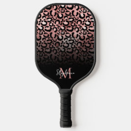 Palas De Pickleball Monograma de Ombre de Leopardo de Ombre, Rosa de O