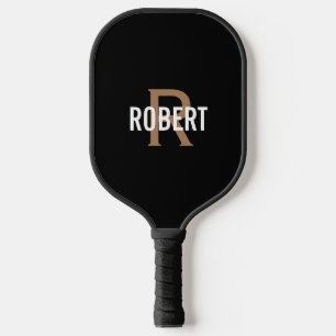 Palas De Pickleball Monograma de oro negro moderno mens pickleball pa