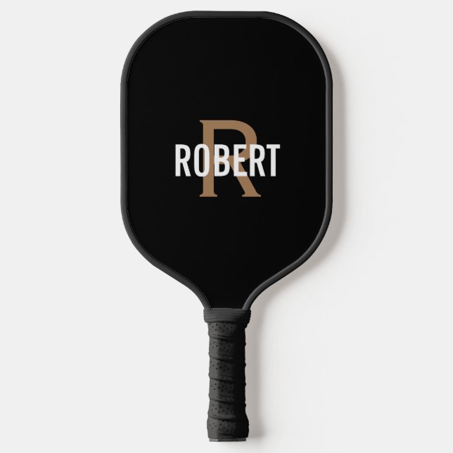 Palas De Pickleball Monograma de oro negro moderno mens pickleball pa (Anverso)