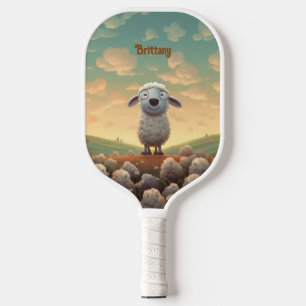 Palas De Pickleball Monograma de oveja esponjosa en la nube de países