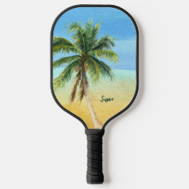 Palas De Pickleball Monograma de palmeras tropicales de playa