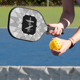 Palas De Pickleball Monograma de patrón de triángulo de mosaico gris n