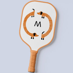 Palas De Pickleball Monograma de perros Dachshund Sausage