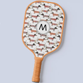Palas De Pickleball Monograma de perros Dachshund Sausage