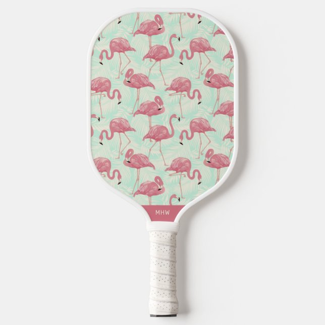 Palas De Pickleball Monograma de personalizado de patrón de flamenco (Anverso)