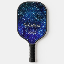Palas De Pickleball Monograma de Purpurina azul irrisorio caprichoso