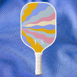 Palas De Pickleball Monograma de Raya Ondulada Años 80 Iniciales Perso