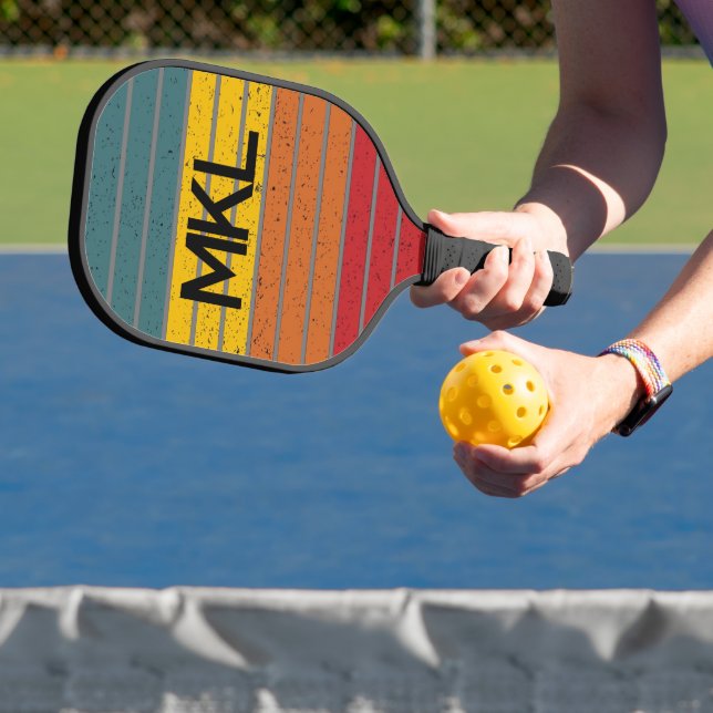 Palas De Pickleball monograma de rayas retro (in situ)