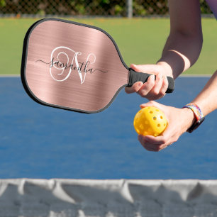 Palas De Pickleball Monograma de Relieve metalizado de imitación de or