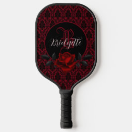 Palas De Pickleball Monograma de Rosa Sangrienta Gótica