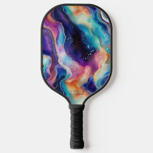 Palas De Pickleball Monograma de textura agate purpurina estética colo
