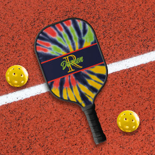 Palas De Pickleball Monograma de tinte negro rojo amarillo