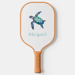Palas De Pickleball Monograma de tortuga marina personalizada
