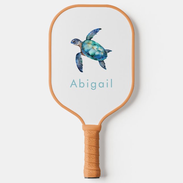 Palas De Pickleball Monograma de tortuga marina personalizada (Anverso)