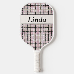 Palas De Pickleball Monograma de tuiteo rosado preppy