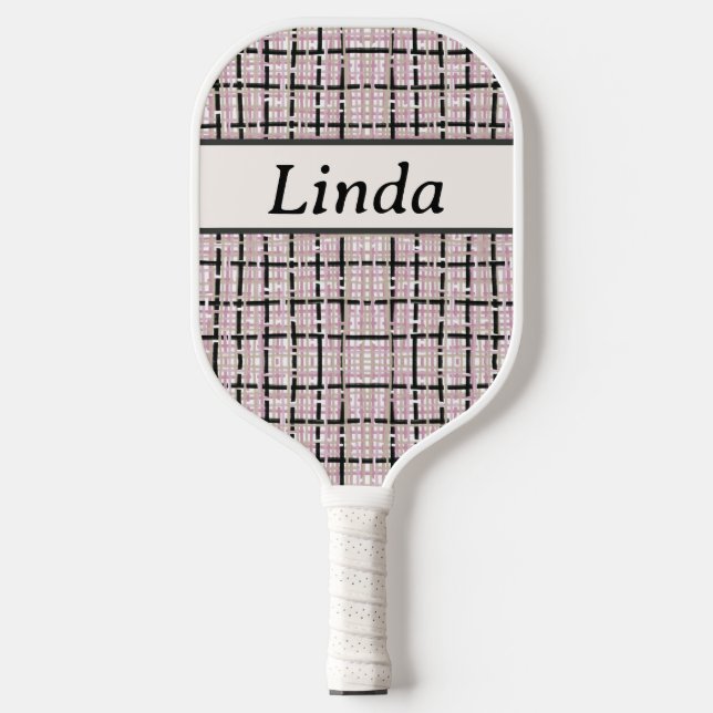Palas De Pickleball Monograma de tuiteo rosado preppy (Anverso)