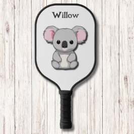 Palas De Pickleball Monograma del oso de Koala gris y rosa minimalista
