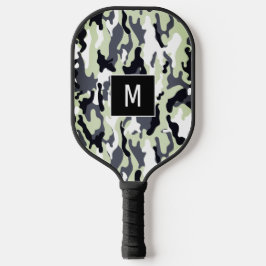 Palas De Pickleball Monograma del patrón de camuflaje verde