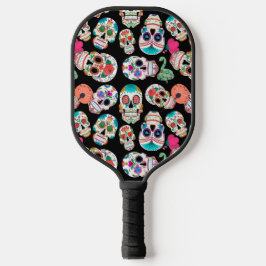 Palas De Pickleball Monograma del patrón de las cráneo de azúcar color