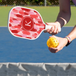 Palas De Pickleball Monograma del patrón de pinceles de resumen rosado
