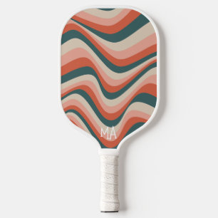 Palas De Pickleball Monograma del patrón de trama de banda colorida y 